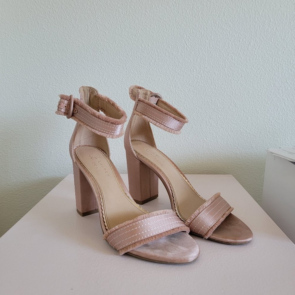 Lauren Conrad sheer pink block heels